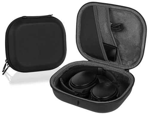 Linkidea Étui de transport pour casque compatible avec Bose QC Ultra II, Sennheiser PXC550II, Logitech H820e, coque de protection rigide de rechange avec câble, rangement pour chargeur (noir)