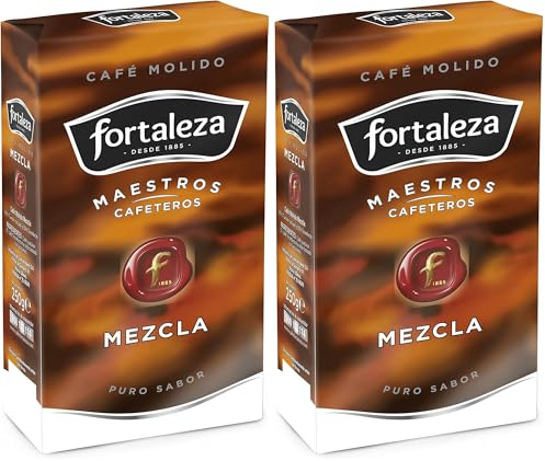 Café Fortaleza - Café Molido Mezcla, Puro Sabor, Compatible con Cafeteras Italianas, de Filtro y de Émbolo, Pack 250g x 4 estuches - Total 1kg (Paquete de 2)