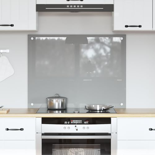 vidaXL Küchenrückwand Hellgrau 80 x 60 cm Gehärtetes Glas | Stark genug für jeden Tag, Hält hohen Temperaturen stand, Schlichte Linien, die deine Küche aufpeppen