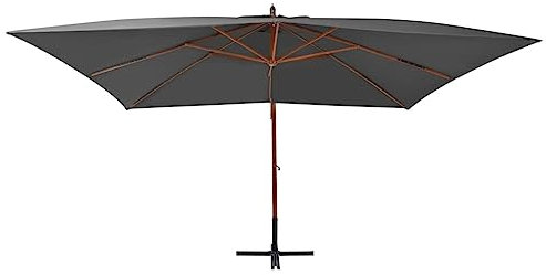 Eleganz Sonnenschirm mit Holz-Mast 400x300 cm Anthrazit – Großer Ampelschirm aus 100% Polyester für Garten, Terrasse & Balkon – UV-Schutz & Wetterfest