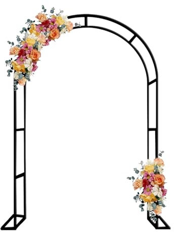 Arche de jardin métallique,Arceau à Rosiers en métal blanc,Treillis de Fleurs pergola de Jardin avec socle pour plantes grimpantes verte,Arche de Mariage noir Largeur 80 à 350 cm(Noir,L180xW40xH220cm)