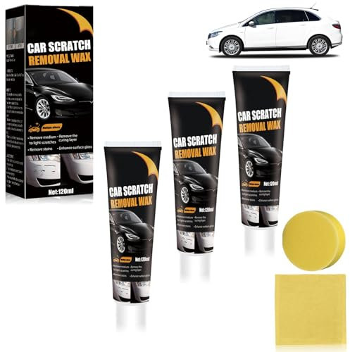 2025 Cera Avanzata per la Riparazione dei Graffi Veicoli - Kit Rimozione Auto con Formula ad Azione Rapida, Spugna e Pulizia in Microfibra Profondi, Ripristino della Vernice Lunga(3pcs)
