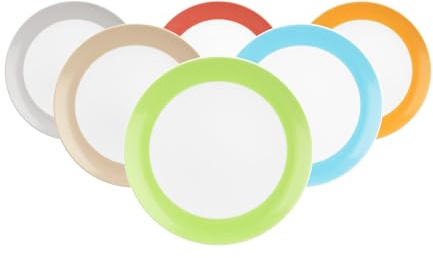 Seltmann Weiden Liberty Pure Colors Mixed Lot de 6 assiettes à pain, petites, avec bord coloré, passent au lave-vaisselle et au micro-ondes, en porcelaine, multicolores, 17,5 cm