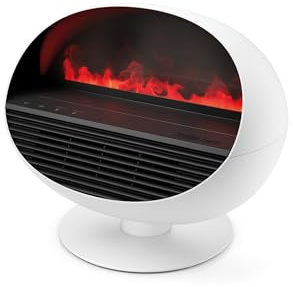 Stadler Form Heizlüfter, Elektrokamin und Aroma Diffuser Erik, bis 40 m² | LED-Kaminfeuer-Optik, rußfrei, 2 Heizstufen (800 bis 1’500 W), für ätherische Öle, mit Fernbedienung, 4 Farben, weiß