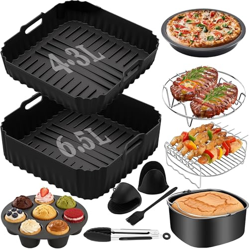 11 Pcs Air Fryer Accessories for COSORI Turbo Tower Pro Smart (6,5L&4,3L) | Silicone Air Fryer Liner Accessories Perfect Fit for COSORI Air Fryer Liners Turbo Tower Pro Smart 10.8L Basket Double Stack