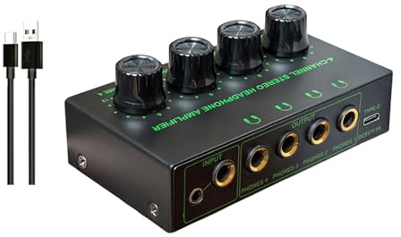 Amplificateur de son stéréo à 4 canaux avec câble d'alimentation USB C pour amplificateur de casque portable de studio