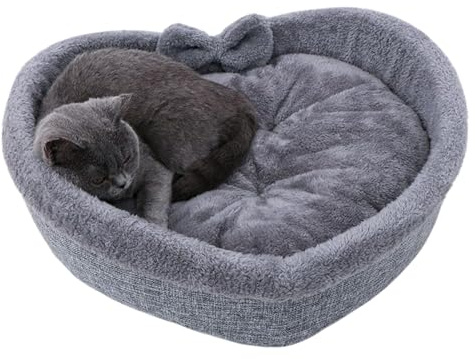 Katzenbett Herzförmig,Plüsch Katzenkörbchen | Winter Hundebett Für Wohnung, Schlafzimmer, Balkon, Innenbereich, Außenbereich, Wohnheim