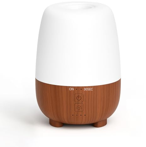 SPLITSKY Diffuseur d'huiles essentielles à batterie rechargeable, 150 ml, diffuseur d'aromathérapie portable sans fil, lumière LED 7 couleurs, 7 heures d'autonomie, design silencieux, arrêt