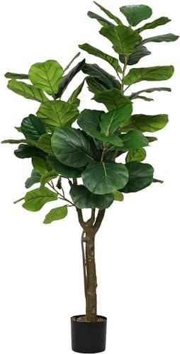 Fake Trees Fiddle Leaf Fikonträd Faux Växt Inomhus, Heminredning Konstgjord För Vardagsrummet Hus Kontor Heminredning(5FT)