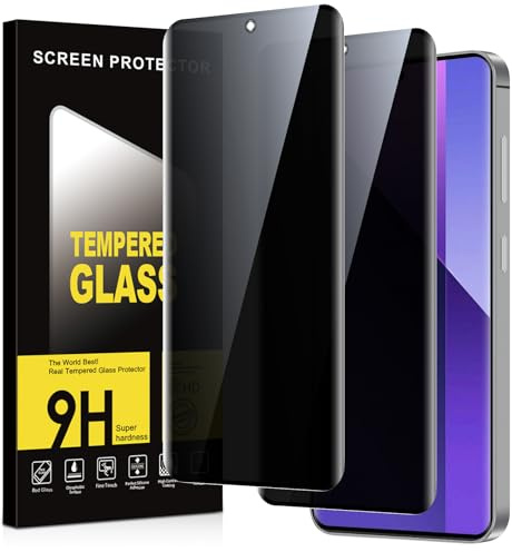 Micnkifo Protector Pantalla Privacidad para Xiaomi Redmi Note 13 Pro Plus/Pro+ 5G 2 Piezas,Anti Espía Cristal Templado,Vidrio Película 9H Dureza,Anti-Arañazo,Sin Burbujas,Privacy Screen Protector