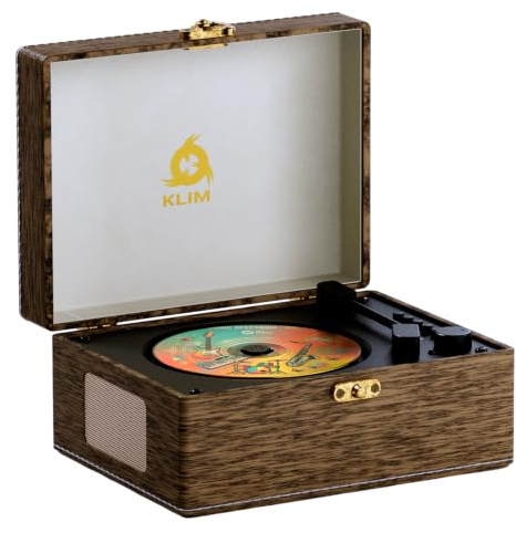Retro Reproductor CD Portátil con Altavoces, Bluetooth, USB, Diseño Vintage | Entrada AUX y Salida para Auriculares, Conexión Inalámbrica 5,3, Batería Recargable de 2000 mAh con Carga Rápida Tipo C