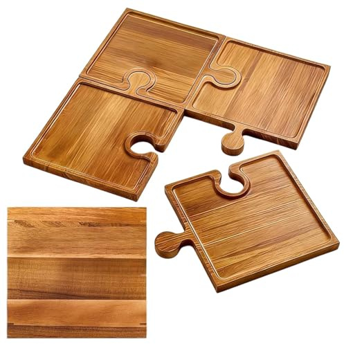 Set di taglieri per salumi puzzle - Tagliere per formaggi in legno, da portata modulare | set di taglieri per salumi puzzle con scatola portaoggetti per regalo di feste Wine Nights