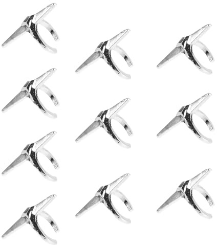 GATHINESS 10 Piezas Anillos de Uñas Anillo Punta del Dedo Forma de Espada y Cruz, Aleación de Zinc, Plata, Ajustable y Abierto, para Mujer, Fiestas y Festivales