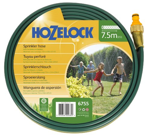 HOZELOCK - Flat Sprinkler Hose 7.5 m : Perforated Hose Producing a Fine Spray like a Sprinkler, for Watering Narrow, Long Surfaces (27 m²), Ready to Use [6755P0000]