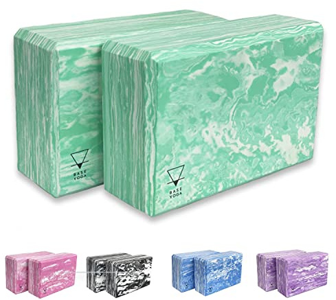 Base yoga Yoga Blocks - 1 or 2 pc set - Unique Strong/Firm/Lightweight EVA foam support block/brick (Green x 2)