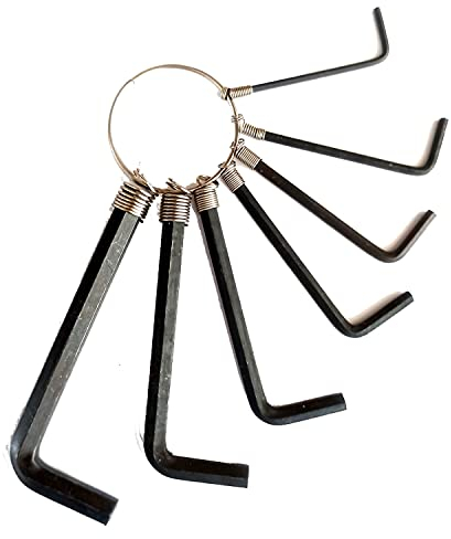 Juego de llaves Allen hexagonales – Juego de 7 piezas compacto con práctico llavero de 1,5 mm a 6 mm, llave angular estándar métrica.