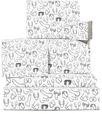 Central 23 6 umweltfreundliche Geschenkpapierbögen für Junggesellenabschiede, Partner, Brautduschen - Lustiges Design, recycelbar und nachhaltig Geburtstag