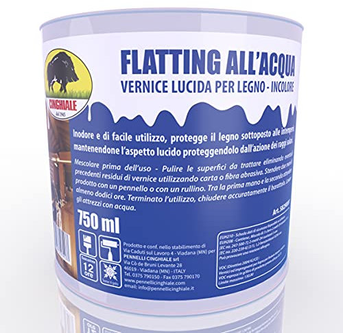 Cinghiale 829 Flatting all'Acqua 0,75 Litri Trasparente Vernice Lucida per Legno Pronto all'uso per Fai da Te, Bricolage e Hobby Bassissimi livelli di VOC