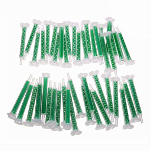 50pcs F6-16 Green Epoxy Tubes Static Mixer Nozzle Mixing Tip for 50ml and 37ml Adhesive Applicator Cartridge