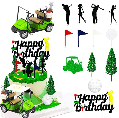 JeVenis Golf Kuchendekoration mit Überschrift für den grünen Deko Kuchen Golf Themen Figur Golf Party Zubehör Golf Gastgeschenke Golf Geburtstags Dekoration