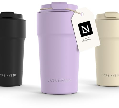 LARS NYSØM Taza térmica café para llevar | Termo Café para llevar de 0,5 litros con aislante | Travel Mug de Acero Inoxidable a Prueba de Fugas para la Bebida Caliente y el Té (Lavender Purple, 500ml)