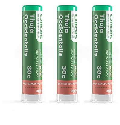 OLLOIS Thuja Occidentalis 30c Organic, Lactose-Free, Kosher Homeopathic Medicine, 80 Pellets (Pack of 3)