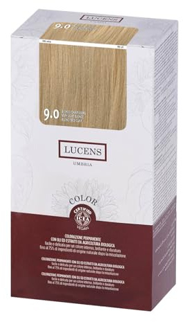 Lucens 9.0 Biondo Chiarissimo - Kit Colorazione Capelli Permanente Senza Ammoniaca Con Oli ed Estratti da Agricoltura Biologica