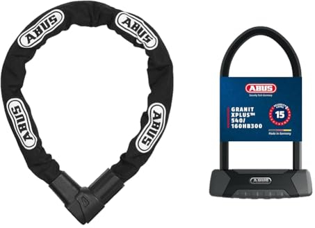 ABUS Kettenschloss Citychain 1010/110 & Bügelschloss Granit XPlus 540 + USH-Halterung - Fahrradschloss aus gehärtetem Stahl - Schwarz