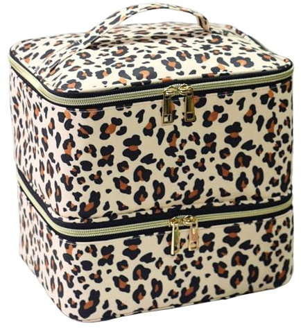 Nagellack-Organizer-Tasche, 2-lagige Nagellack Aufbewahrungstasche Mit Griff, Nageltrockner Etui, Fasst 30 Flaschen, Nagelset-Zubehör-Organizer-Box - 25,5x20x23cm