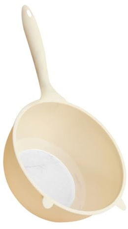 WATIIFUFU Fine Mesh Plastic Rice Strainer Bowl Cream White Small Size Multipurpose Kitchen Mesh Strainer for Washing Rice and Draining Fruits Vegetables
