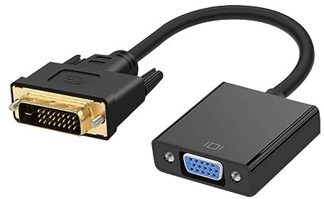 Mikikit Dvi Male to Vga Female Converter Adapter Cable for Tv Dvi-d to Vga Adapter Cable for Computer Laptop Connect Display Black