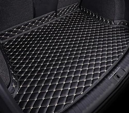 KUNCKN Auto Kofferraummatten für OPEL Insignia A Kombi 2010 2011 2012 2013 2014 2015 2016 2017,Wasserdicht Antirutsch Kofferraum Schutzmatte Leder Kofferraumwanne Interieur Zubehör,A/Black-Beige