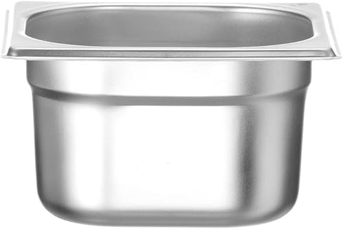 HENDI Gastronormbehälter, temperaturbeständig von -40° bis 300°C, Heissluftöfen-Kühl- und Tiefkühlschränken-Chafing Dishes-Bain Marie, 1, 6L, GN 1/6, 176X162X(H) 100Mm, Edelstahl (Packung mit 5)