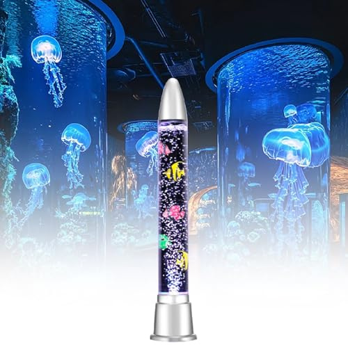 Lámpara de burbujas premium con forma de pez - Columna de burbujas de agua LED multicolor con motor silencioso for oficina, sala de meditación y como regalo for aliviar el estrés.(70cm/27.55in)