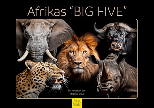 Edition Seidel Calendario premium de África Big Five 2026, formato DIN A3, calendario de pared, calendario de animales, África, animales salvajes, depredador, búfalo, elefante, león, gato grande