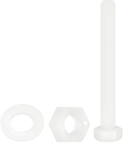 QUARKZMAN 300 Pcs/100 Ensembles Boulons Hexagonaux Nylon M5 x 40mm Blanc | Vis À Tête Hexagonale Plastique Filetées Complètes Avec Écrous Et Rondelles Pour Accessoiress
