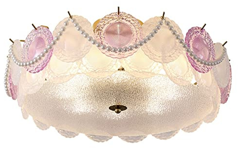 Sovrum Huazhen modernt enkelt ljus lyx sovrum taklampa söt och varm prinsessa rumslampa ögonskydd barnrumslampor(60cm)