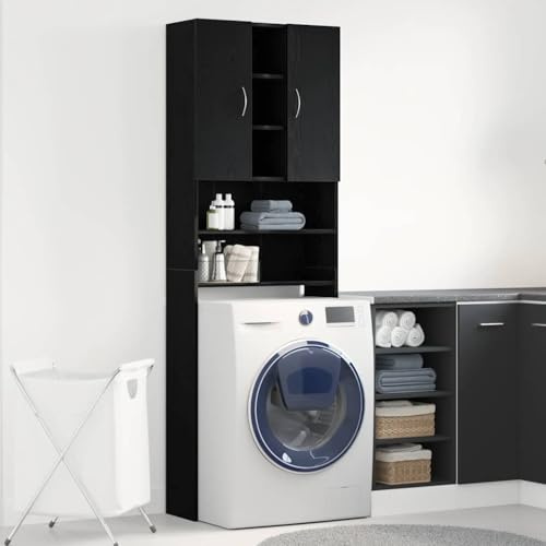 Genérico Mueble para Lavadora Roble Negro 64x25,5x190 cm,Casa y jardín,Accesorios para electrodomésticos,Accesorios para electrodomésticos de lavandería,Accesorios para lavadoras y secadoras-862065