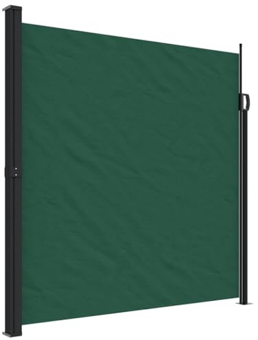 fsahslih Toldo lateral verde oscuro 200 x 300 cm protección visual para terraza | Protección solar extensible para balcón, jardín e interior. Estructura de acero y aluminio resistente.