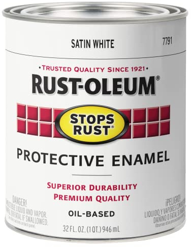 Rust-Oleum 7791502 Stops Rust Brush Paint, Quart, Satin White