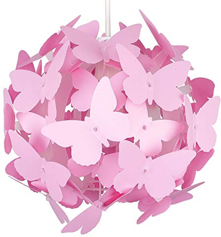 MiniSun | Modern Bright Pink Butterflies Ceiling Chandelier Lamp Shade | Pendant Lights, Home Décor & Improvement Essential | 31.5cm Shade Width