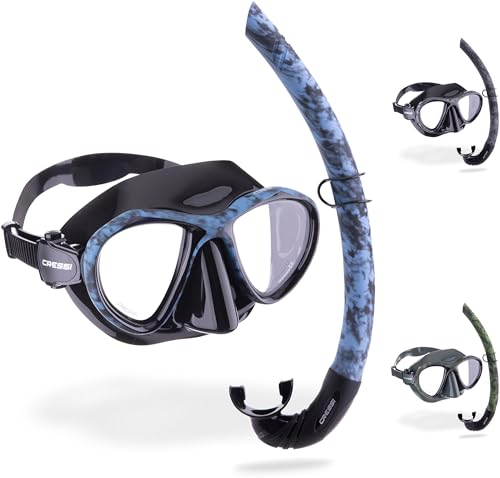 Cressi Metis & Corsica - Combo Set Maschera Sub Metis e Snorkel Corsica, Adulto, Blu Mimetico, Taglia Unica