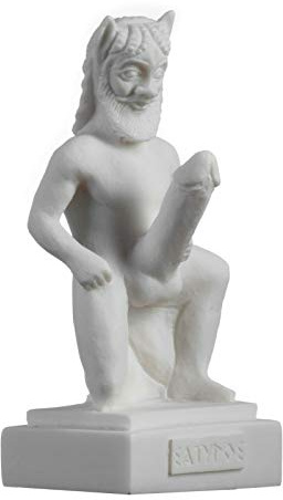 BeautifulGreekStatues Satyr Griechisch Römische Mythologie Statue Handgemacht Alabaster Nackter Mann Figur14cm
