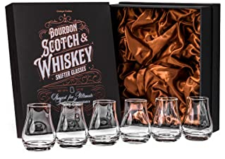 Bicchieri da degustazione per whisky, scotch, borboni, set da 6 | Copitas professionali a forma di tulipano senza stelo da 99,2 g | piccoli snifters di cristallo regalo per sorseggiare liquori