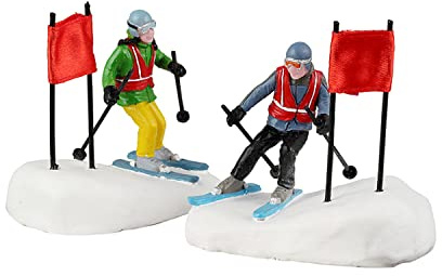 LEMAX Set 2 Skifahrer Slalom Stars Set für Ihr Weihnachtsdorf 13,2 x 4,1 x 6,1h cm