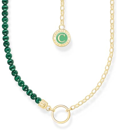THOMAS SABO Member Charm-Kette mit Gliedern und imitiertem Amethyst vergoldet 925 Sterlingsilber, 750 Gelbgold Vergoldung, Kaltemail