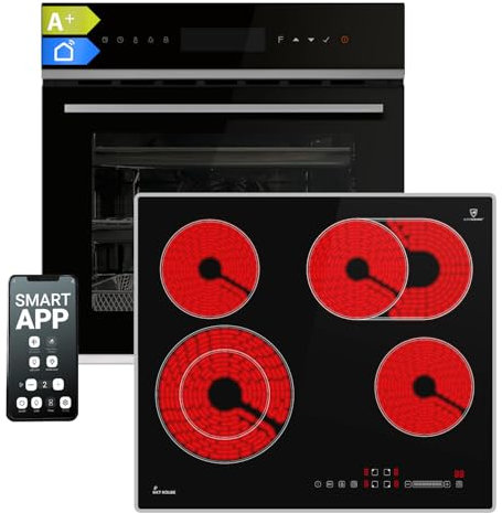 Cuisinière: 60cm Four encastrable EB8319PHC + 59cm Plaque Eletrique CH5901AL | Pyrolyse | Fonction pizza | Gril | Circulation de l'air | Air chaud | Timer automatique | SET8319PHCCH59AL