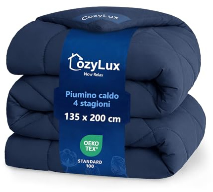 CozyLux Bettdecke 135x200 für 4 Jahreszeiten - Bettdecke Ohne Bezug 135x200cm Mikrofaser-Füllung 300GSM - Steppdecke mit 4 Eckschlaufen, Super Weiche Atmungsaktive Zudecke Schlafdecke 200x135, Blau