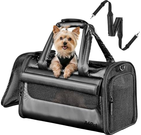 A 4 Pet Hundetasche Flugzeug, Wasserdicht, Antihaft-Matte, Faltbar | 4 Sichtschutz, Sicherheitsschnalle, für Auto, Flugzeug & Bahn