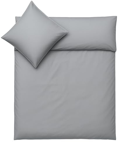 Julido Bedding Ropa de cama de microfibra de lujo, 135 x 200 cm, con cremallera, incluye 1 funda de almohada de 80 x 80 cm, suave, transpirable y económica, color gris plateado